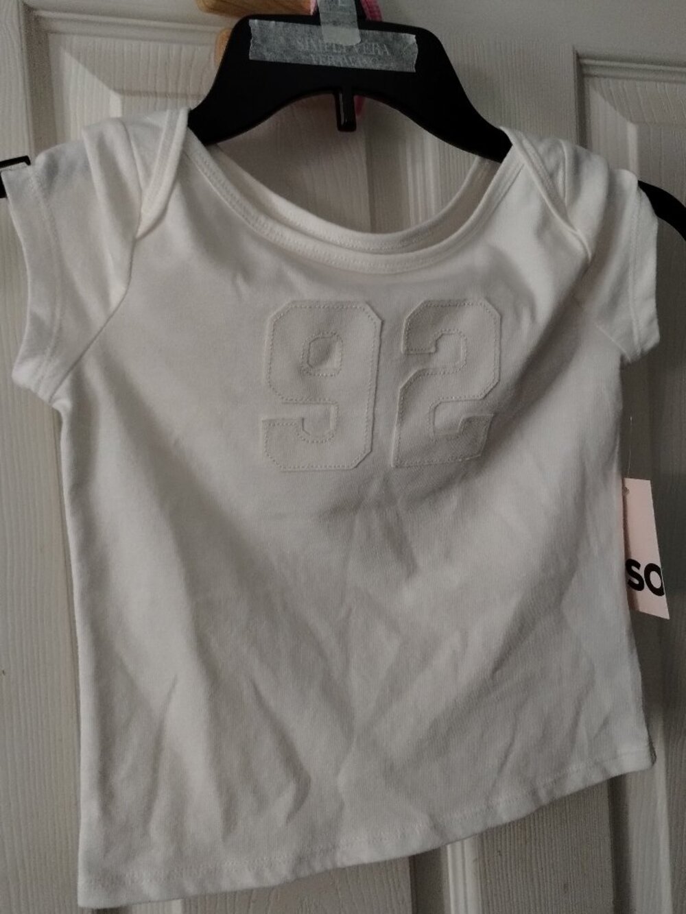 SO girl's white short sleeve shirt(92 on front)